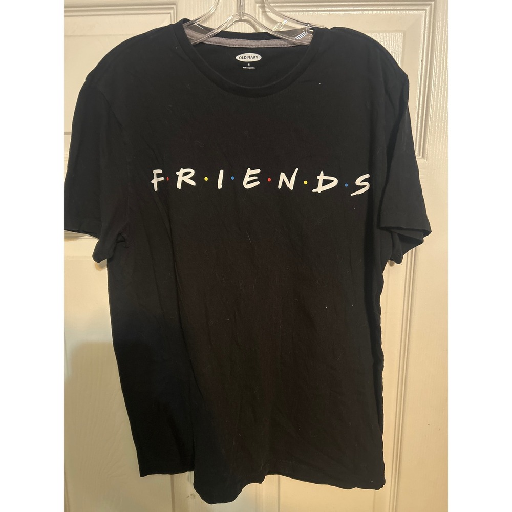 Old Navy Friends Graphic T-Shirt Mens Medium Black Short Sleeve Crewneck Tee‎